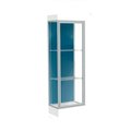 Waddell Display Case Of Ghent Edge Lighted Floor Case, Blue Steel Back, Satin Frame, 6" Frosty White Base, 24"W x 76"H x 20"D 91LFBS-SN-FW